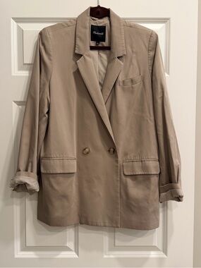 Madewell Beige Double-Breasted Oversized Blazer